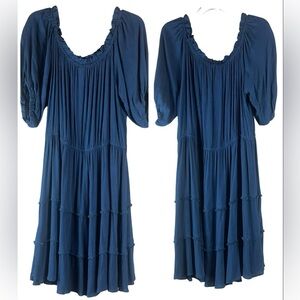 City Chic Teal Peasant Dress Size Large